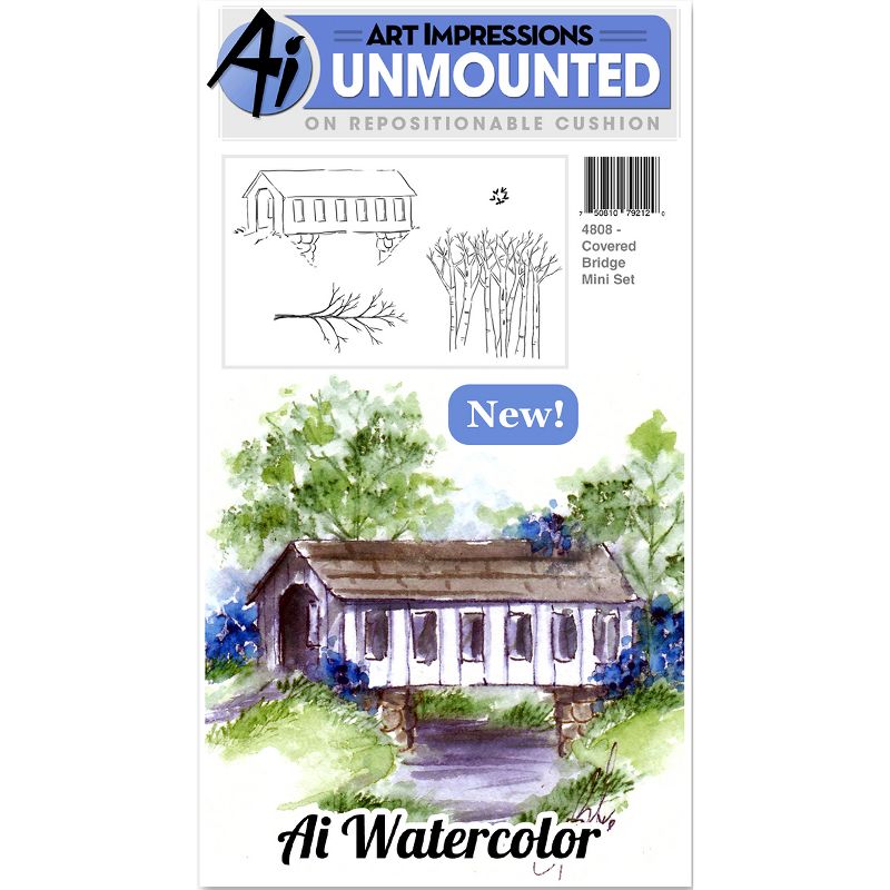 Art Impressions Watercolor Cling Rubber Stamps-Covered Bridge