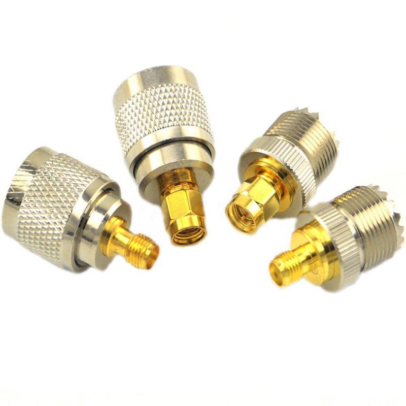 SMA-UHF RF Connectors Kit SMA to UHF PL259 SO239 4 Type Set SMA Jack/Plug to UHF Nickel Gold Plated Test Converter Pack of 4