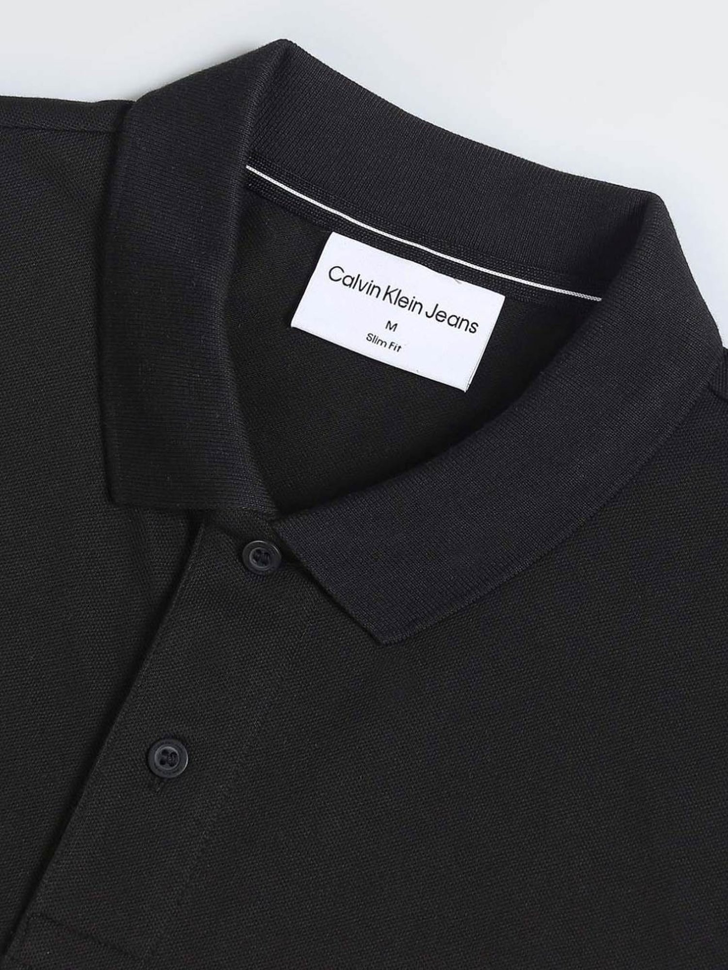 Calvin Klein Black Cotton Slim Fit Polo T-Shirt