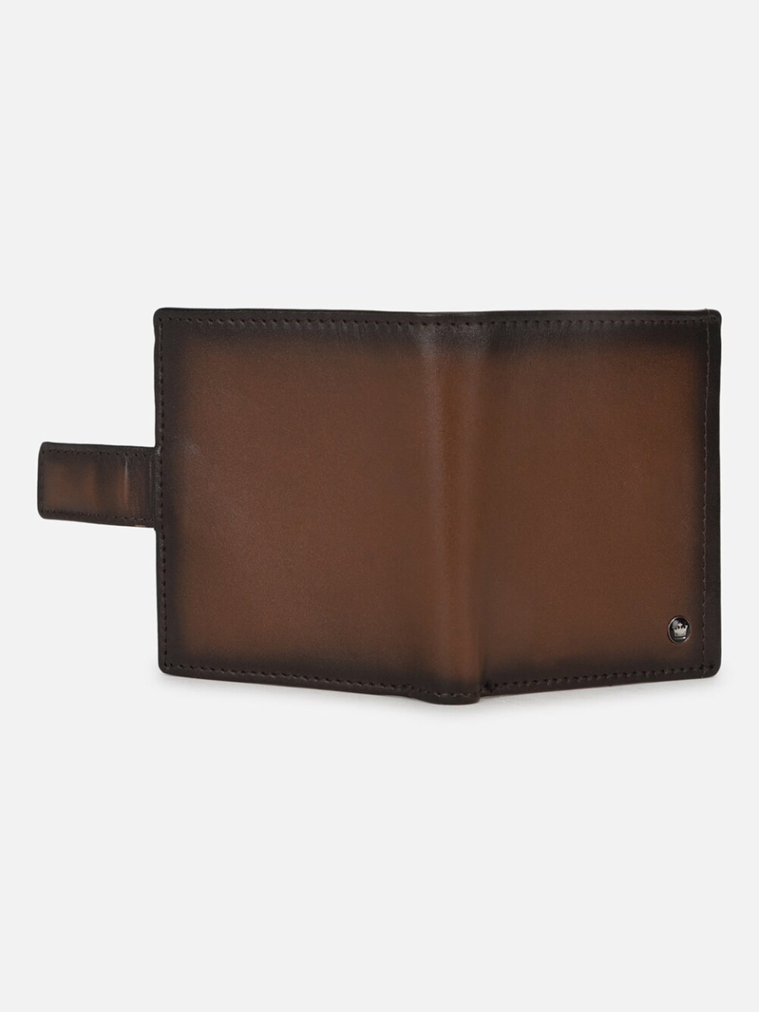 Louis Philippe Brown Leather Solid Bi-Fold Wallet