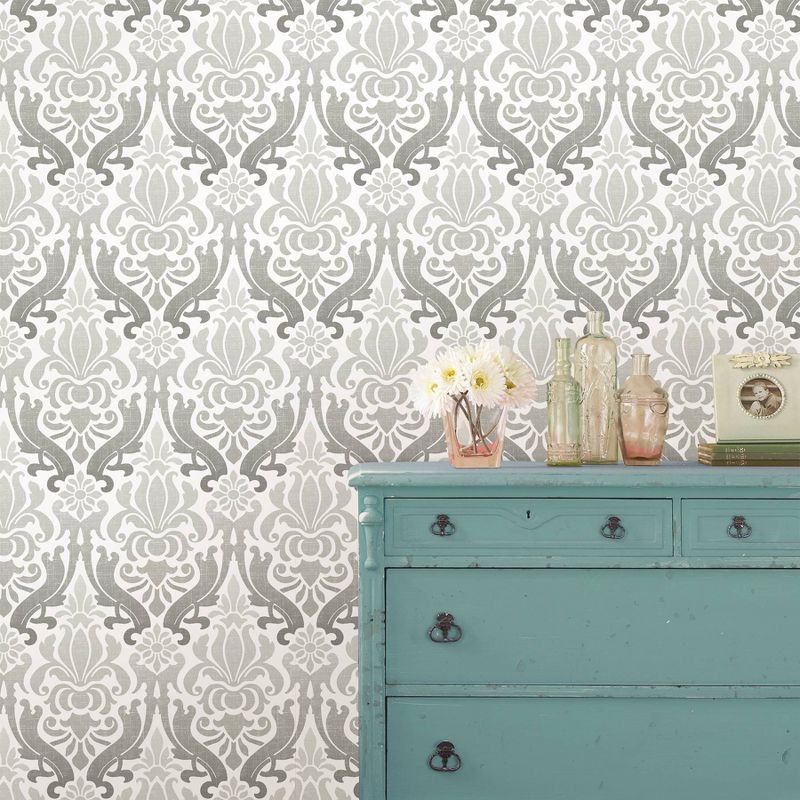 NuWallpaper Nouveau Damask Peel & Stick Wallpaper Gray