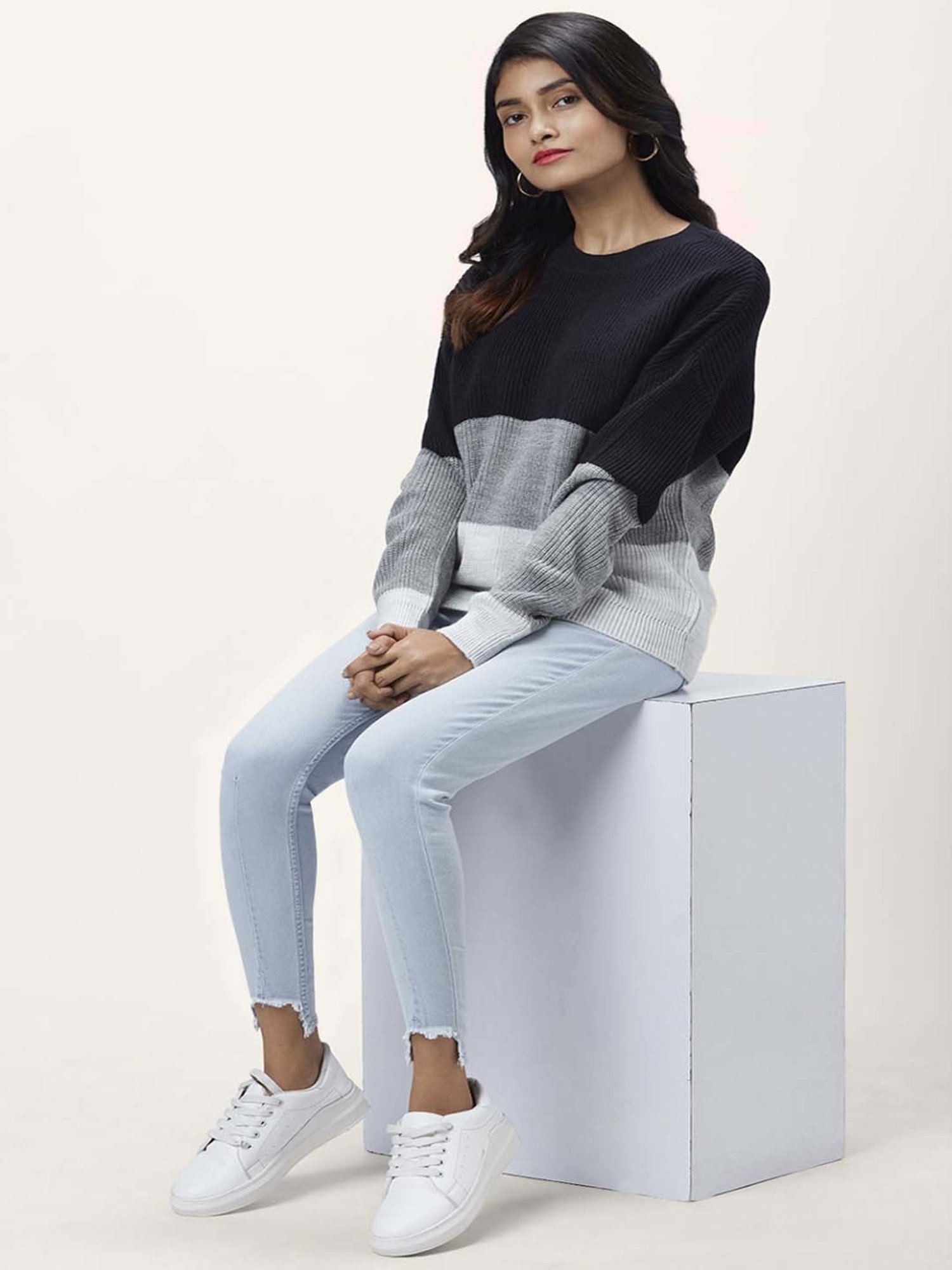 Honey by Pantaloons Navy Color-Block Sweater