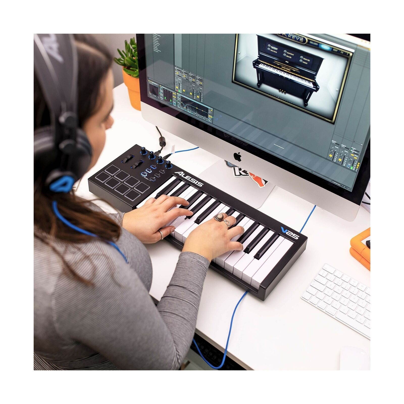 Alesis V25 | 25 Key USB MIDI Keyboard Controller with Backlit Pads, 4 Assigna...