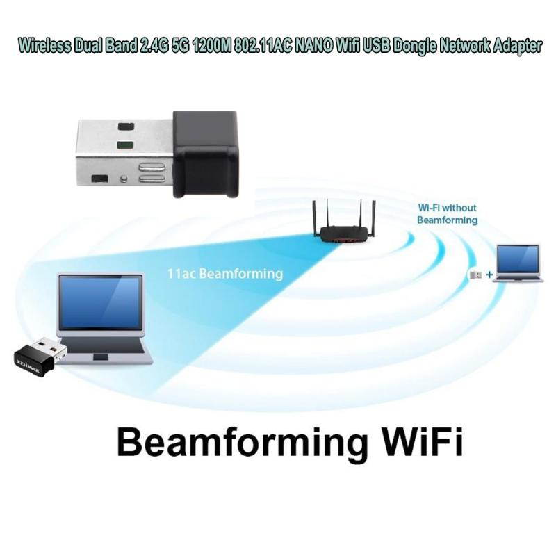 1 pcs Wireless Dual Band 2.4G 5G 1200M 802.11AC NANO Wifi USB Dongle Wireless Network Adapter for Notebook Laptop