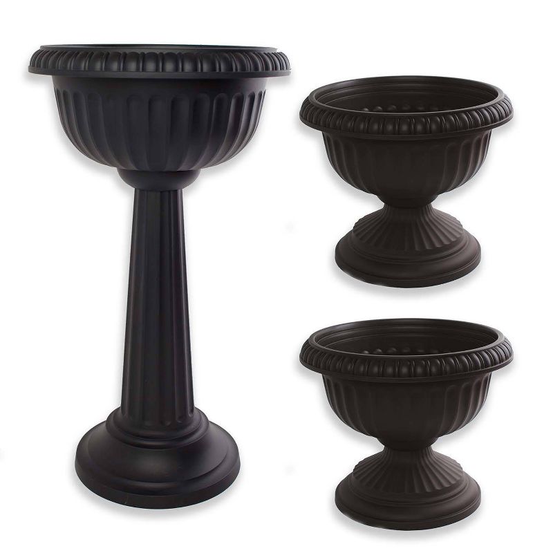 3pc Grecian Urn Planter Black - Bloem