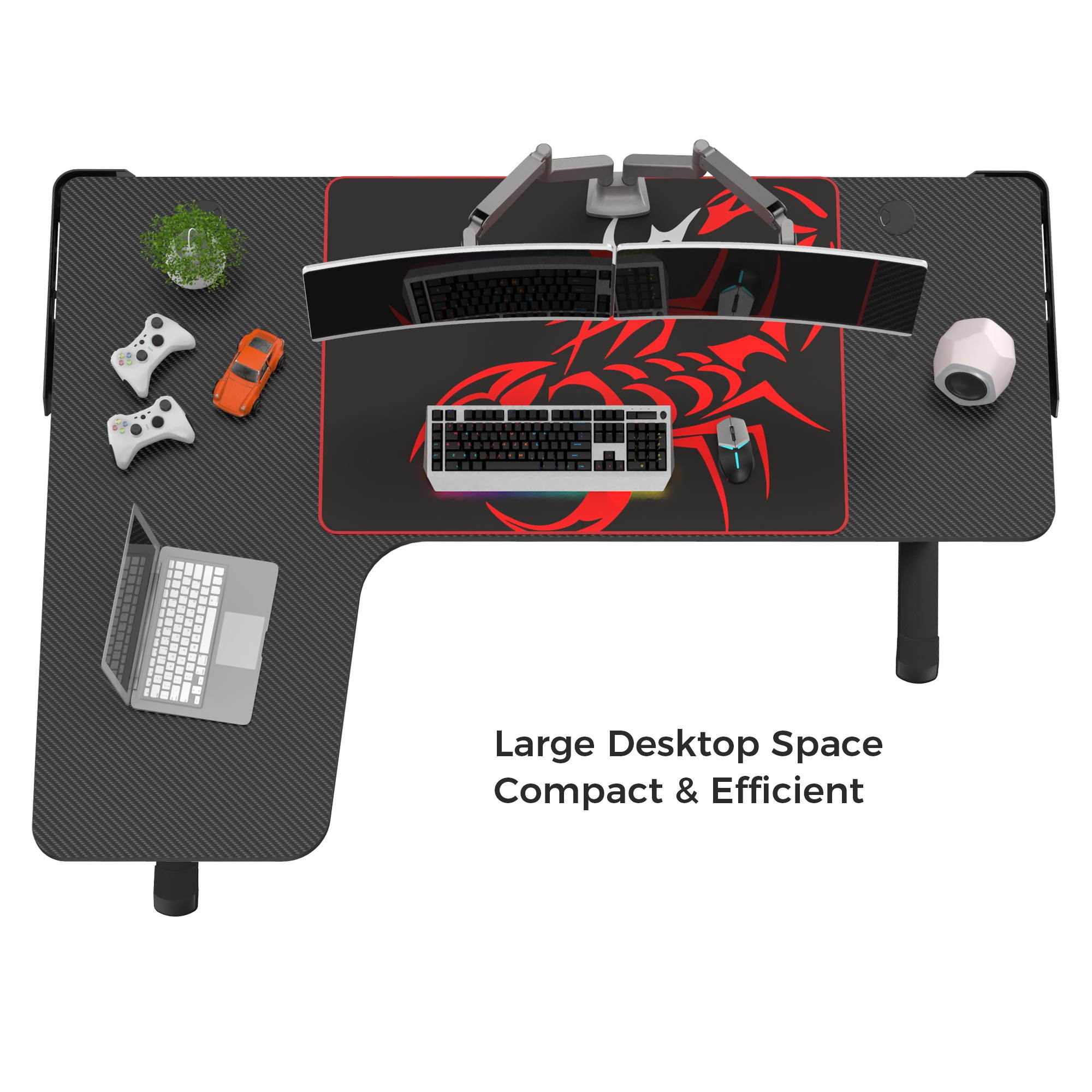 Eureka Ergonomic Gaming Desk, L Shaped Large Space Home Office Computer Desk with Free Mousepad- Black, 60"