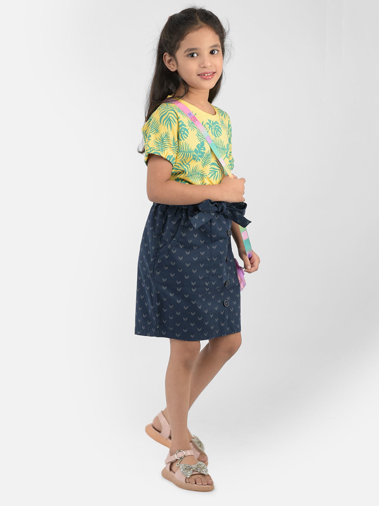 Crimsoune Club Kids Yellow Printed T-Shirt