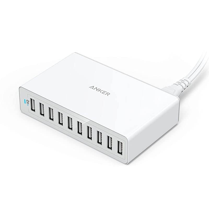 60W 10-Port USB Wall Charger, PowerPort 10 for iPhone Xs/XS Max/XR/X/8/7/6s/Plus, iPad Pro/Air 2/Mini, Galaxy S9/S8/S7/Plus/Edge, Note 8/7, LG, Nexus, HTC and More