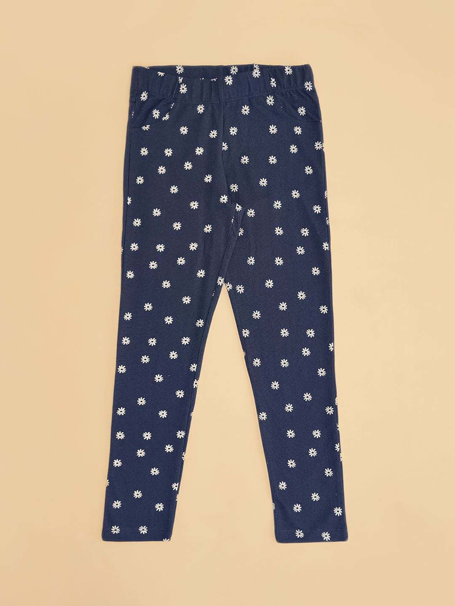 Pantaloons Junior Indigo Blue Cotton Floral Print Leggings