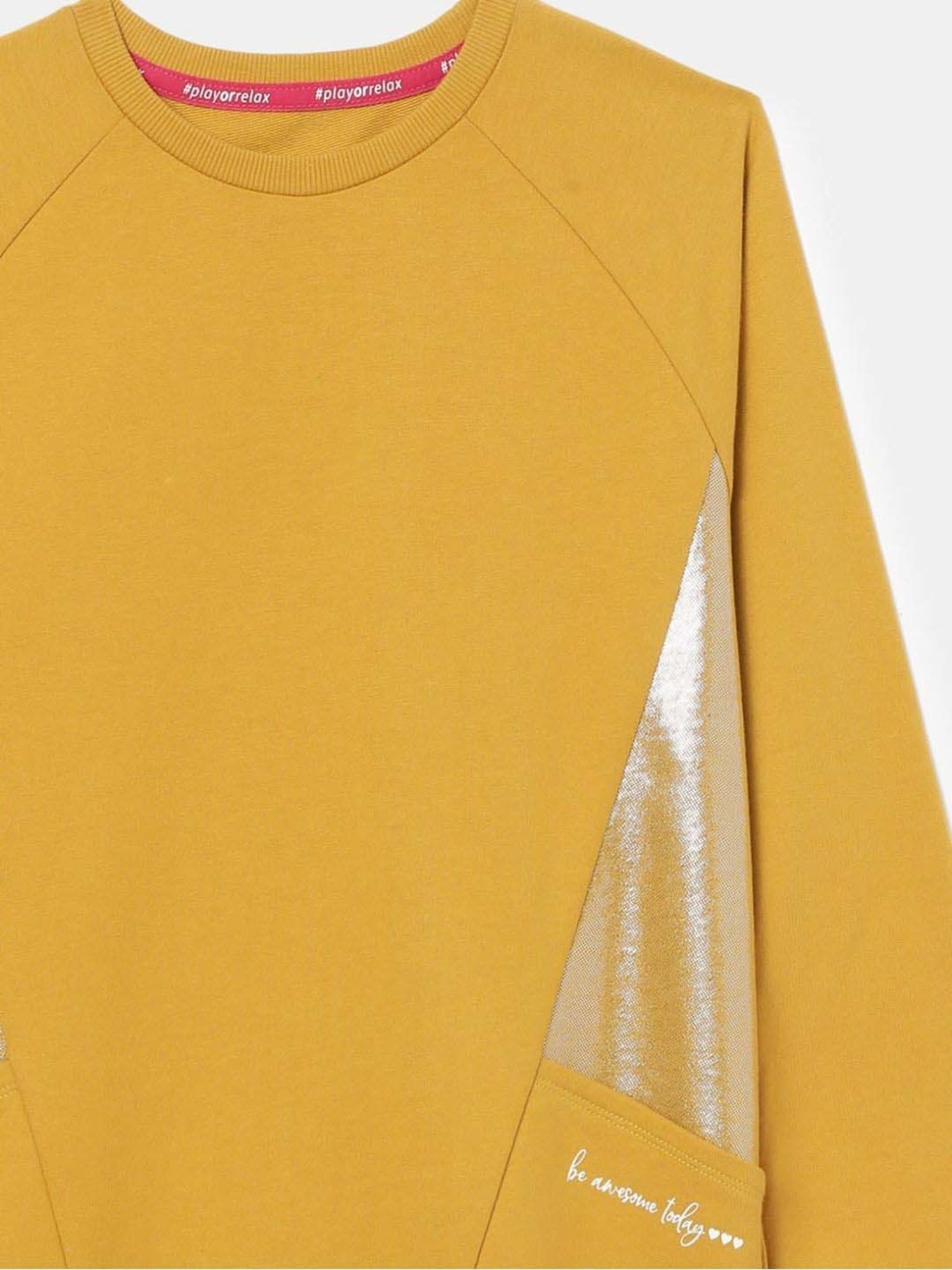 KIDS ONLY Blue Cotton Embroidered Full Sleeves Sweatshirt