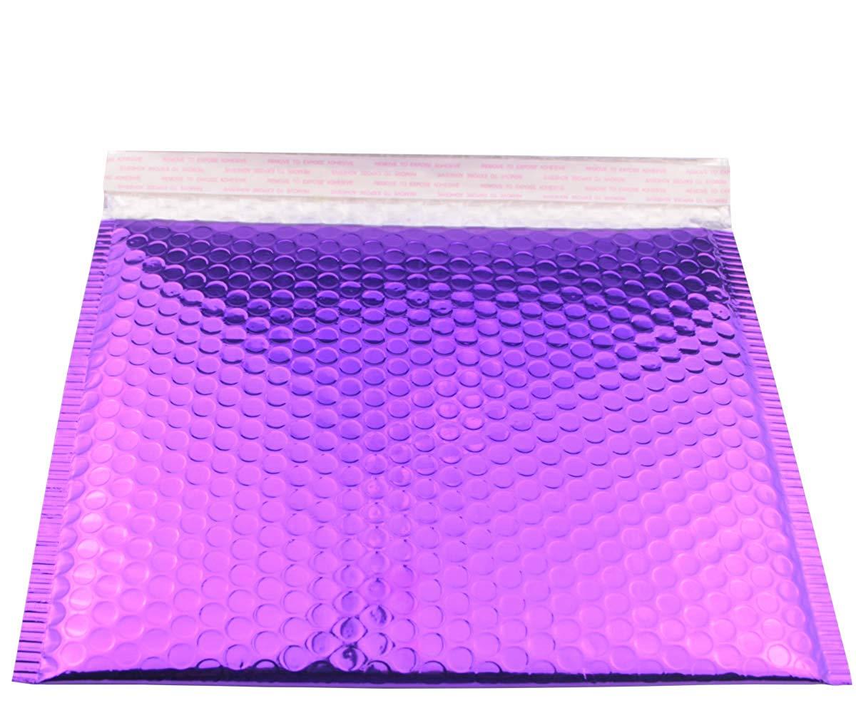 HOSL 20 Pack Metallic Padded Bubble Mailers 10.75"(W) x 9"(L) (Inner) Purple