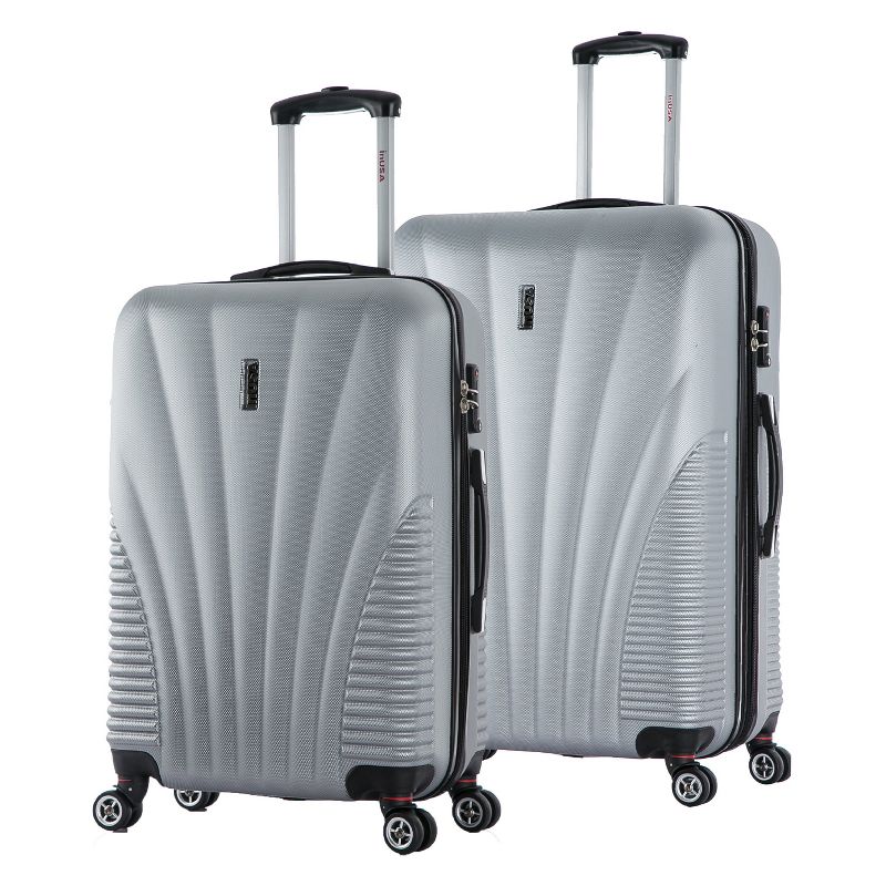 InUSA Chicago 2pc Hardside Spinner Luggage Set 25"& 29" - Silver