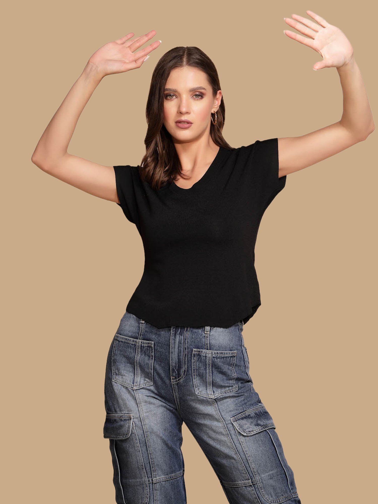 Global Republic Black Regular Fit Top