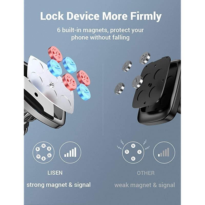 Car Phone Holder Mount, [Upgraded Clip] Magnetic Phone Car Mount [6 Strong Magnets] Cell Phone Holder for Car [Case Friendly] iPhone Car Holder Compatible with 4-6.7 inch Smartphones & Tablets