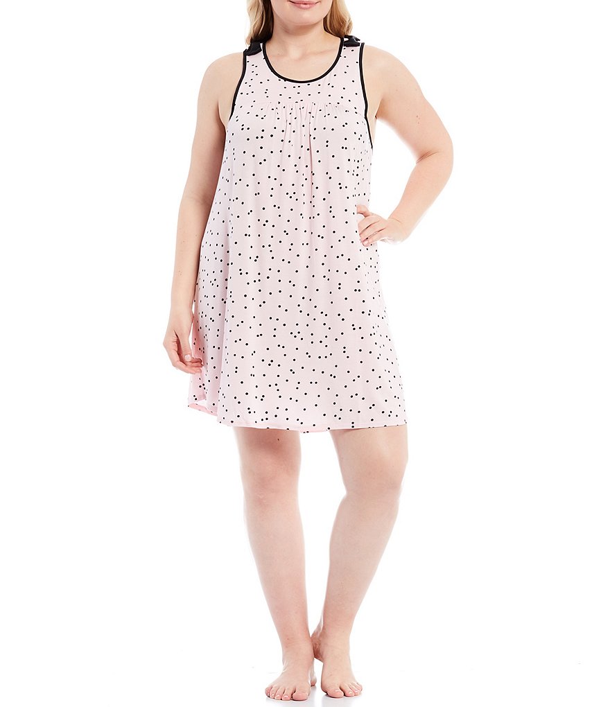 Rya Plus Darling Scoop Neck Charmeuse & Lace Solid Chemise