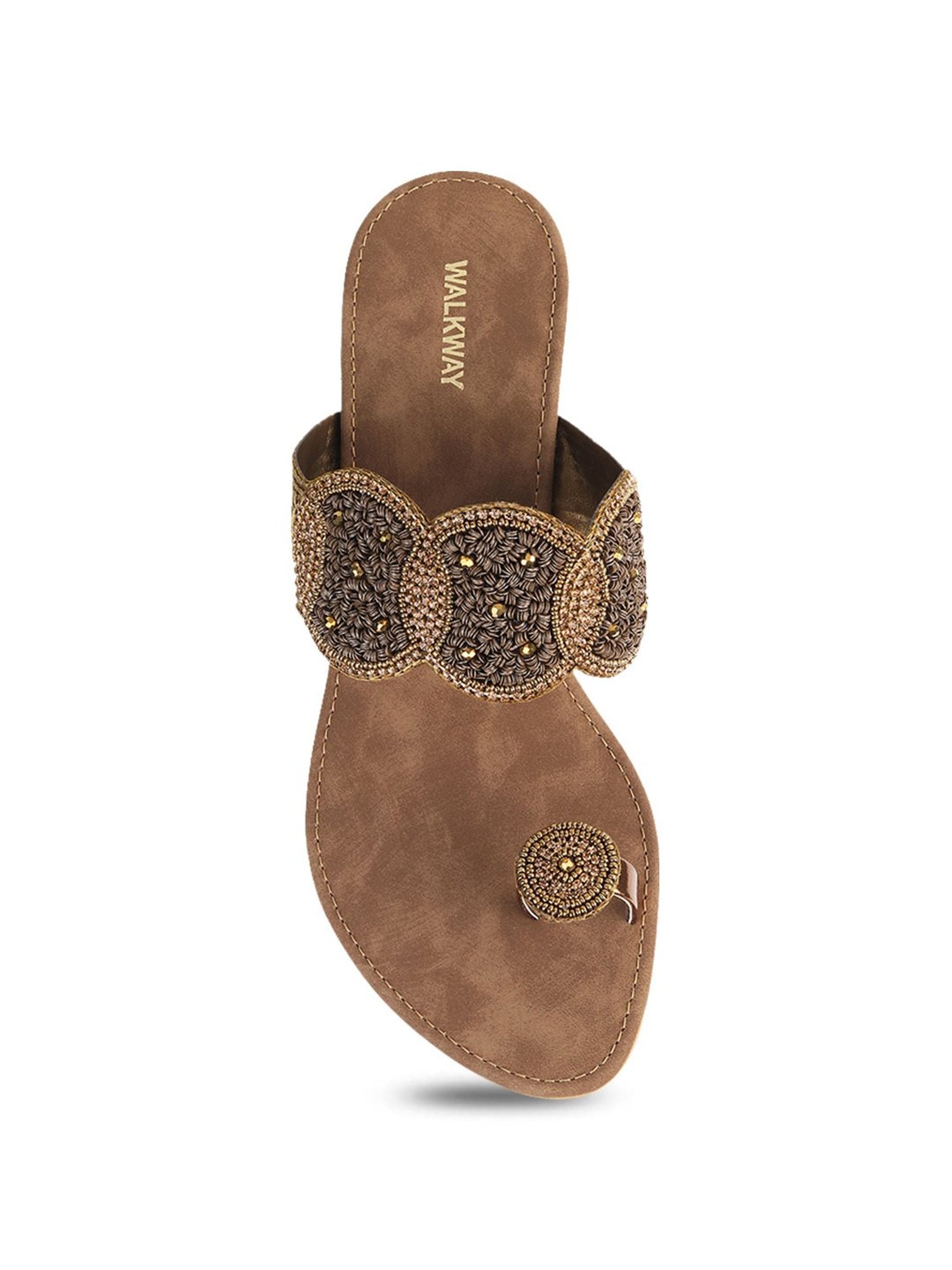 Walkway Women's Antique Gold Toe Ring Sandals