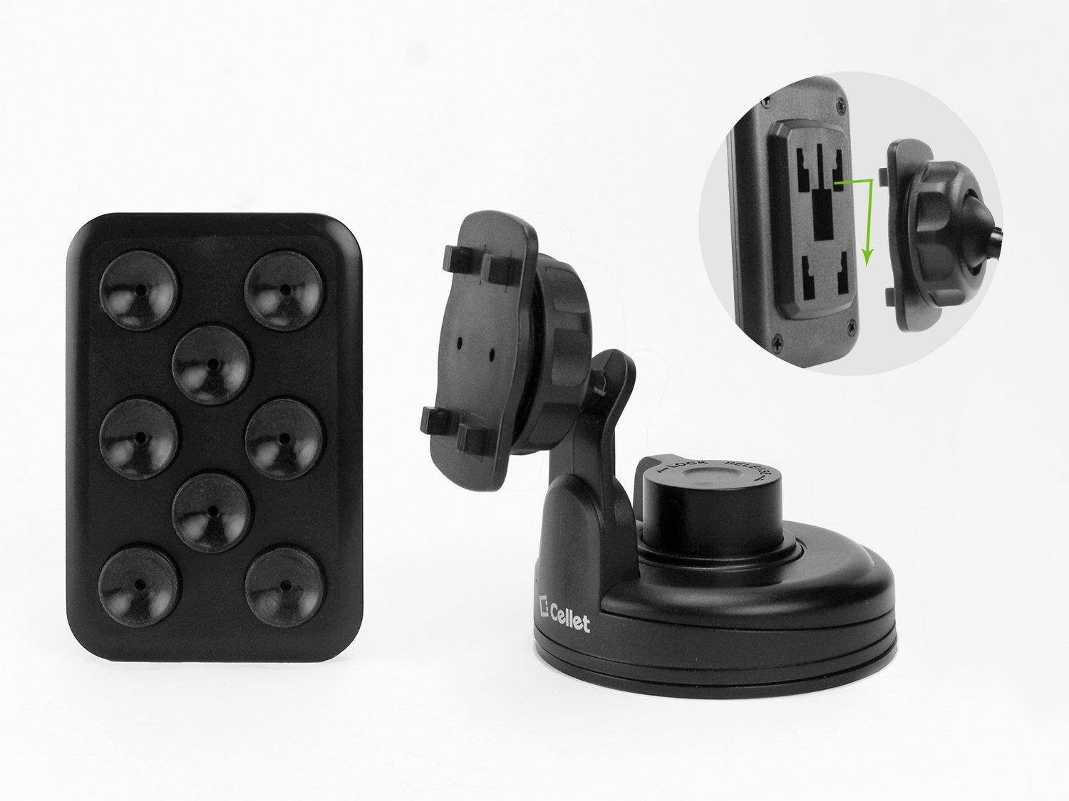 Cellet Universal Cradle-less Car Smartphone Holder with 8 suction cup holder for Samsung Galaxy S8, S8 Plus, Samsung Note 8, Apple iPhone X, iPhone 8, 8 Plus