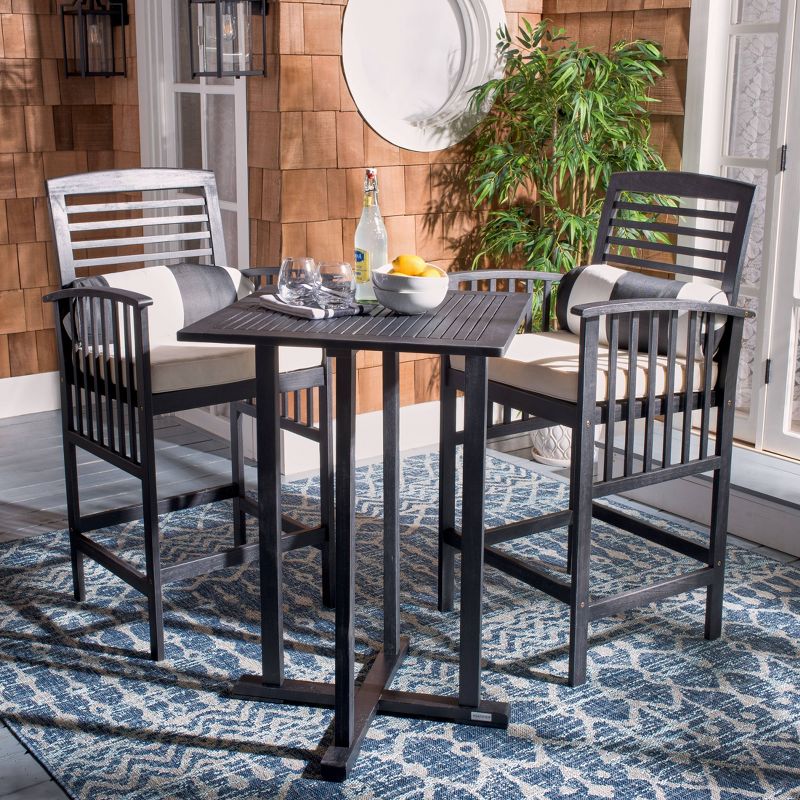 Pate 3pc Bistro Set - Black/Beige - Safavieh