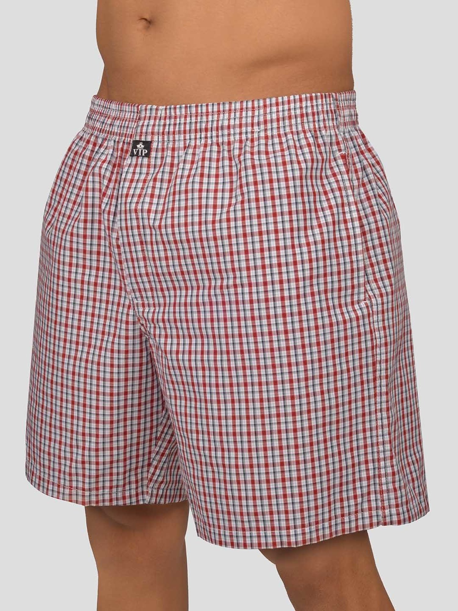 VIP Maroon Relaxed Fit Check Boxers - Pack of 2