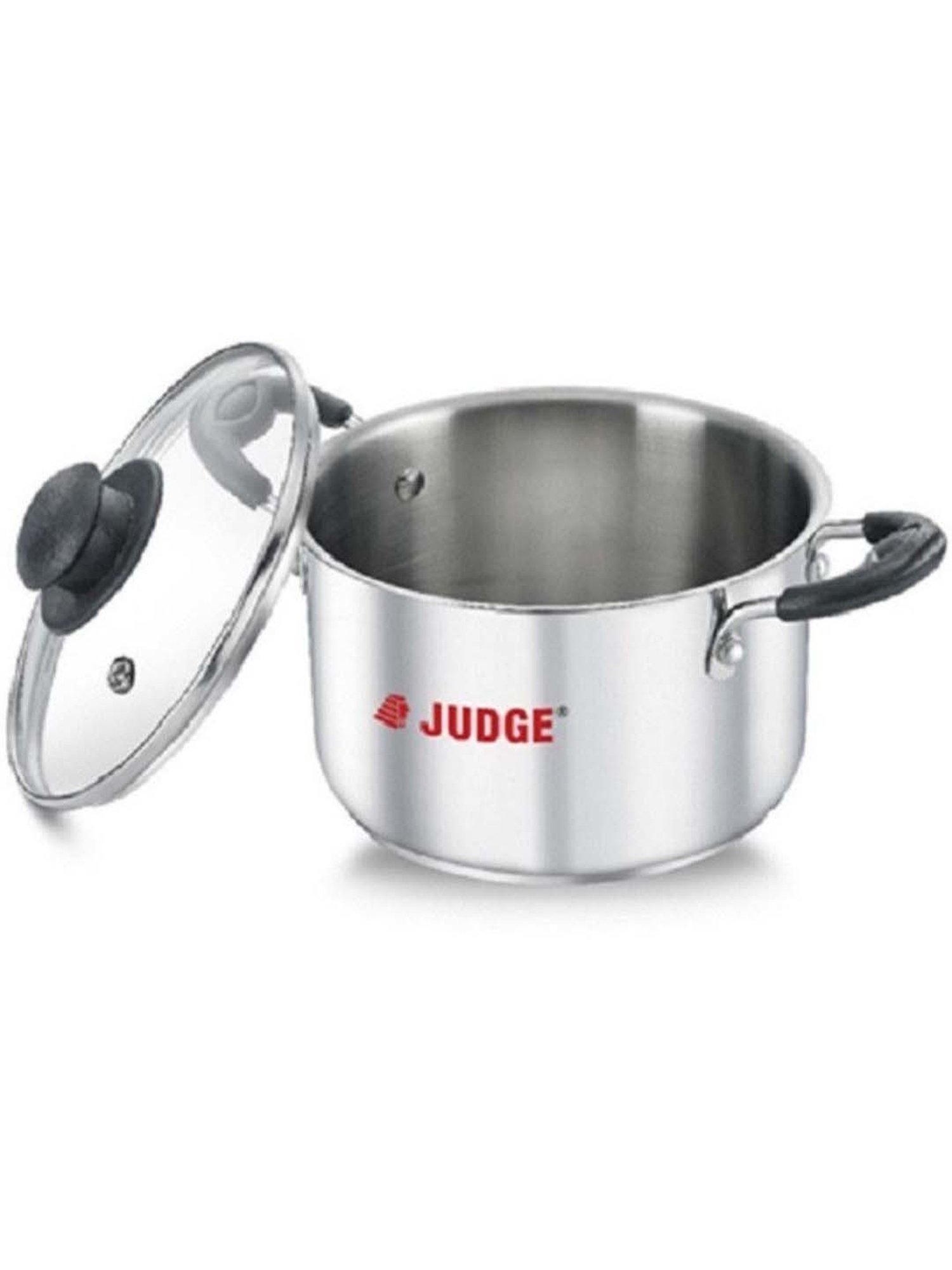 JUDGE Silver & Transparent Stainless Steel 18 cm Gas Compatible Casserole With Glass Lid (2.5 L)