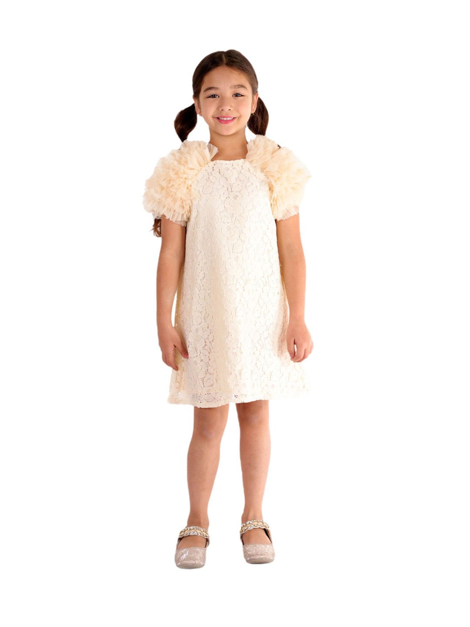 KidsDew Kids Beige Embroidered Dress