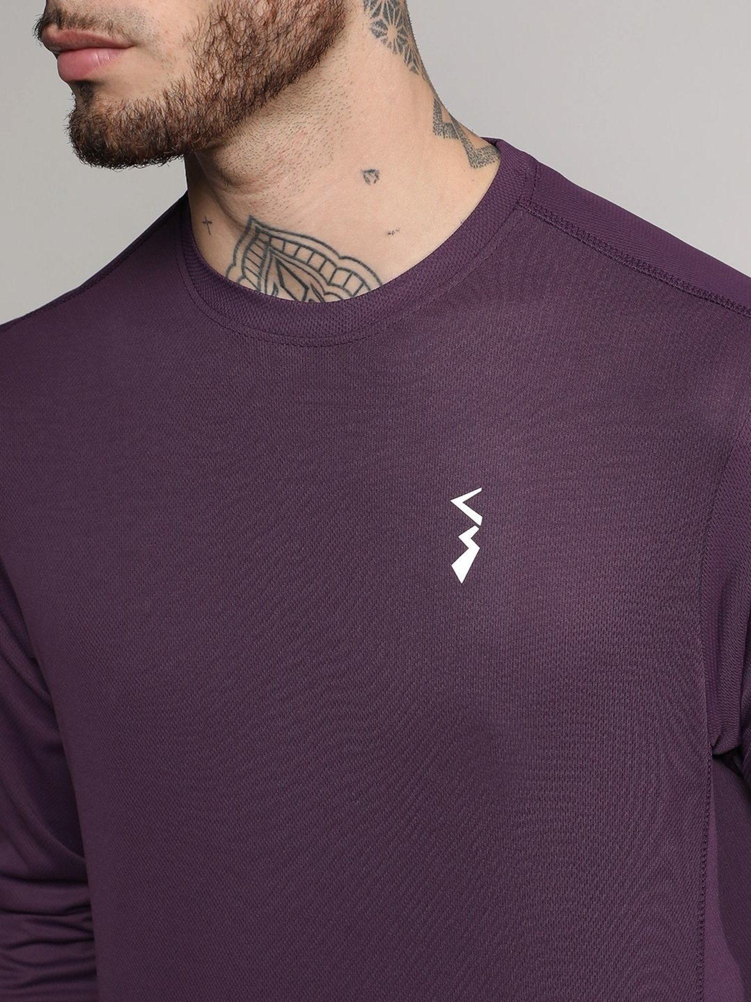 Campus Sutra Purple Regular Fit Sports T-Shirt
