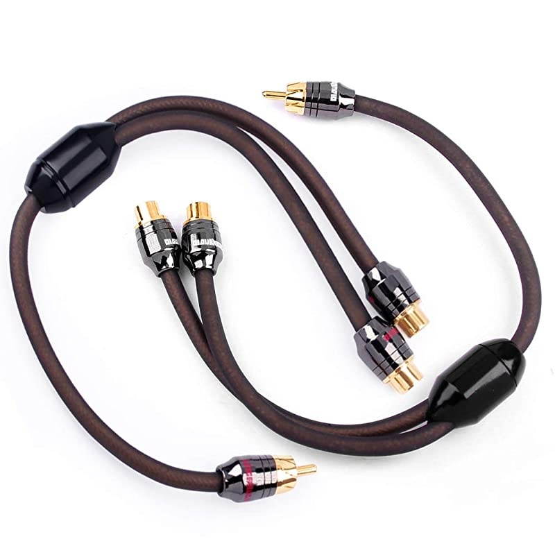 1ft 1 Male to 2 Female RCA Y Adapter Splitter Connector 2 Pack 1 Male to 2 Female1M2F