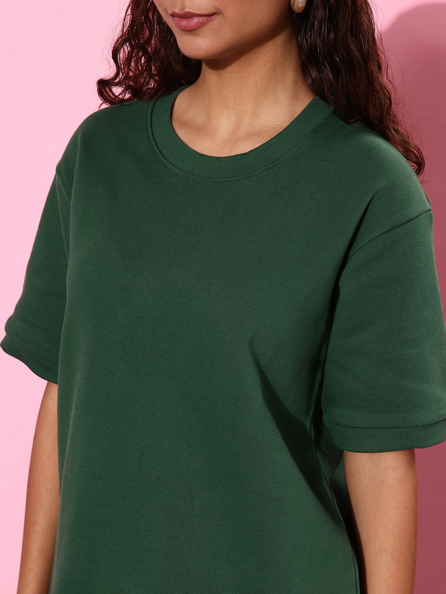 Dillinger Dark Green Fleece Relaxed Fit Oversized Sweatshirt