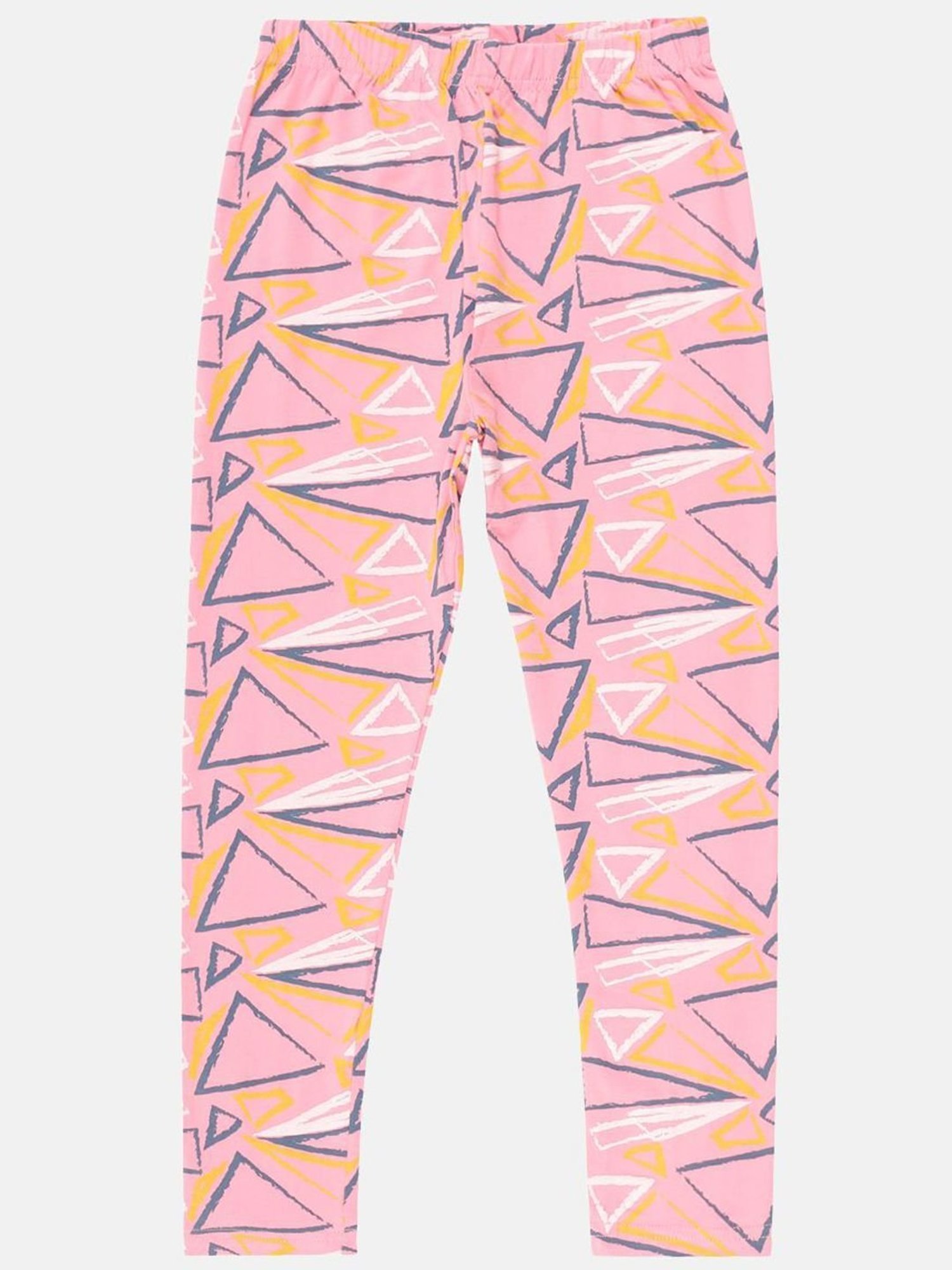 Kiddopanti Girls Baby Pink & Blue Printed Leggings