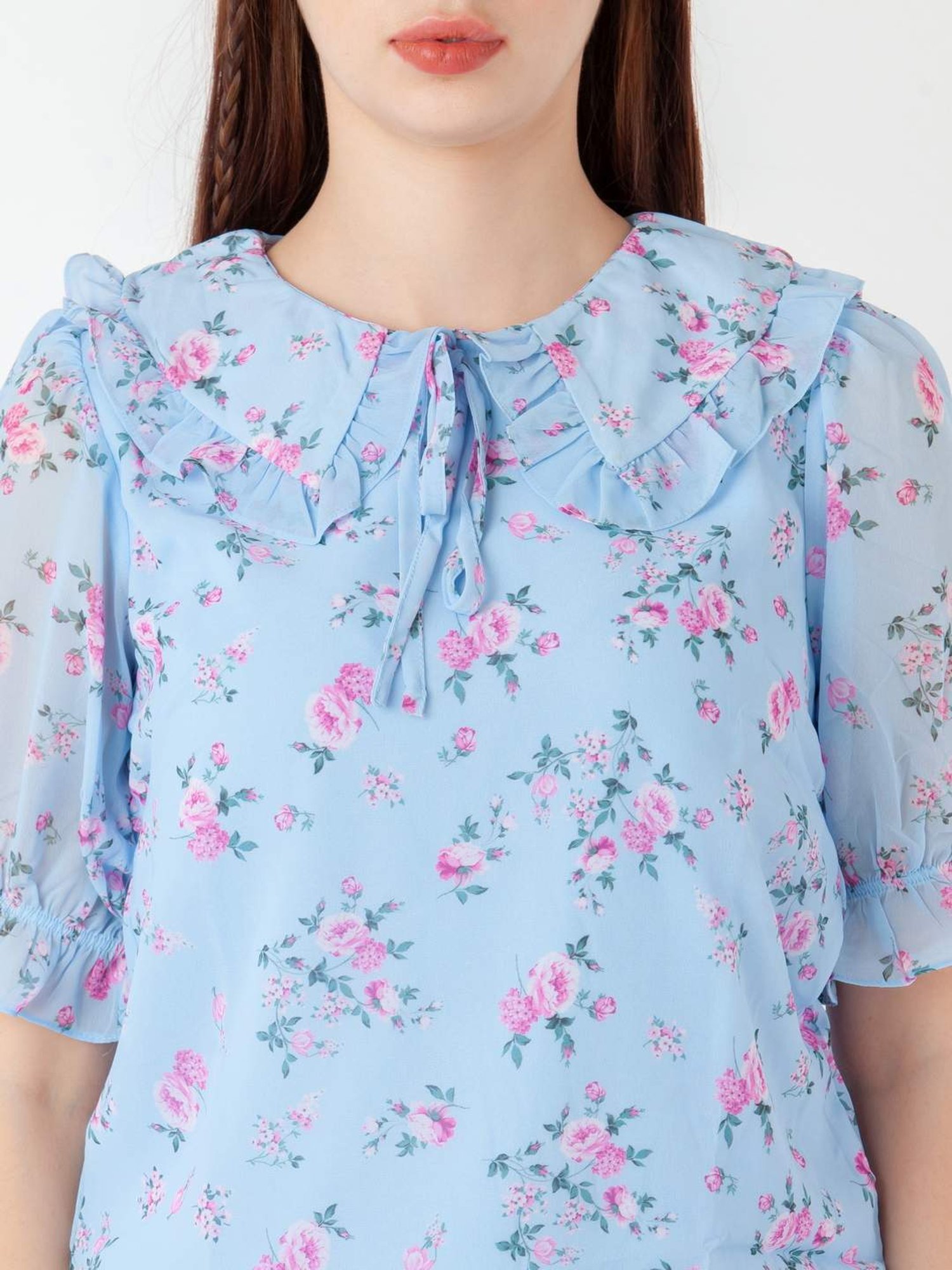Zink London Blue Printed Top