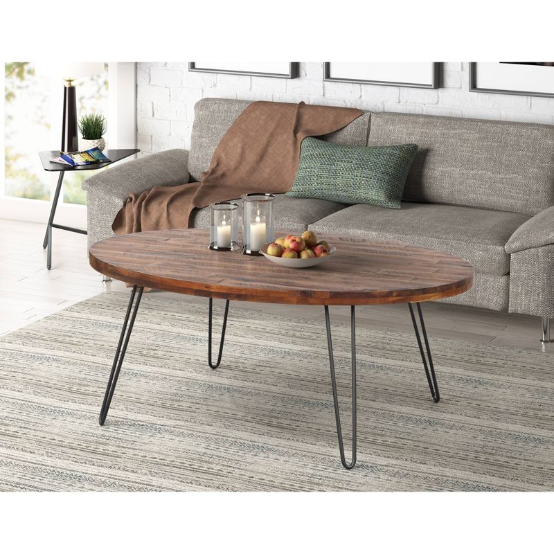 44" Hudson Oval Coffee Table Dark Brown/Black - Summerland Home