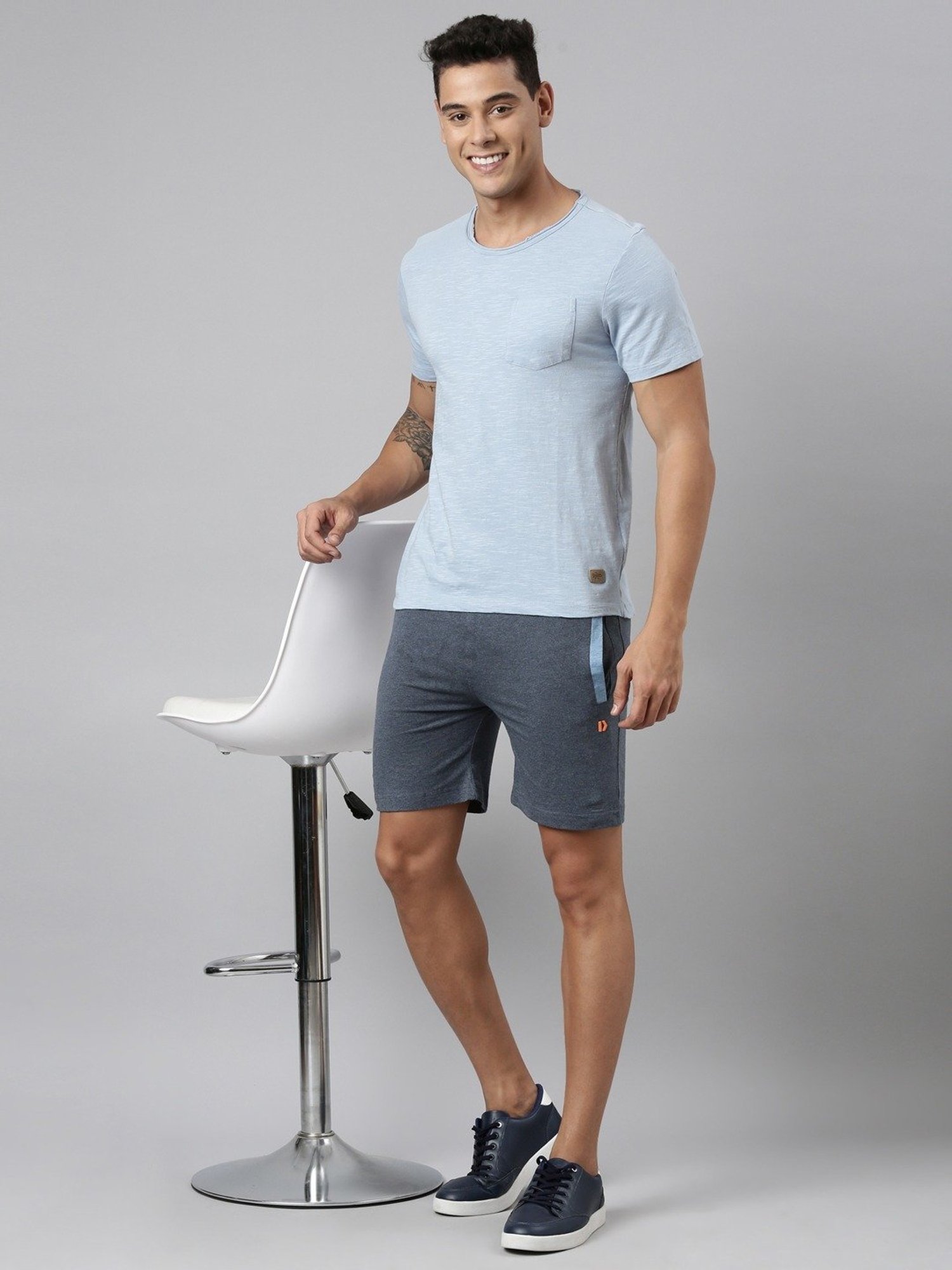 Dixcy Scott Maximus Blue Cotton Regular Fit Shorts