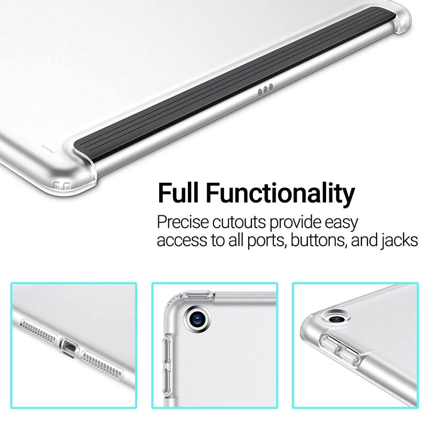 ESR for iPad 7th Generation Case,Rebound Soft Shell Translucent TPU Back-Cover Case [Fits with Smart Keyboard & Smart Cover] Slim-Fit Rear Case for iPad 10.2" 2019