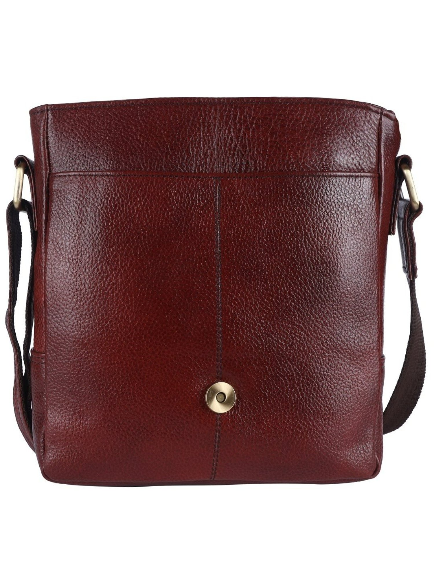 HiLEDER Brown Textured Medium Leather 9 inch Cross Body Bag