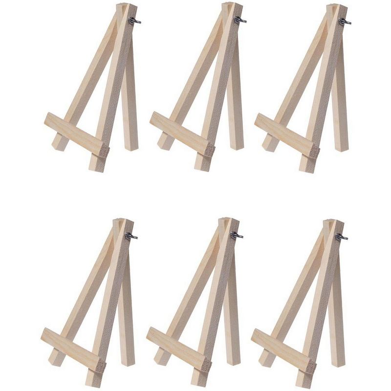 6 Mini Easels - Natural Wood Decorative Display Table Setting Place Card Holder - 7 Inch