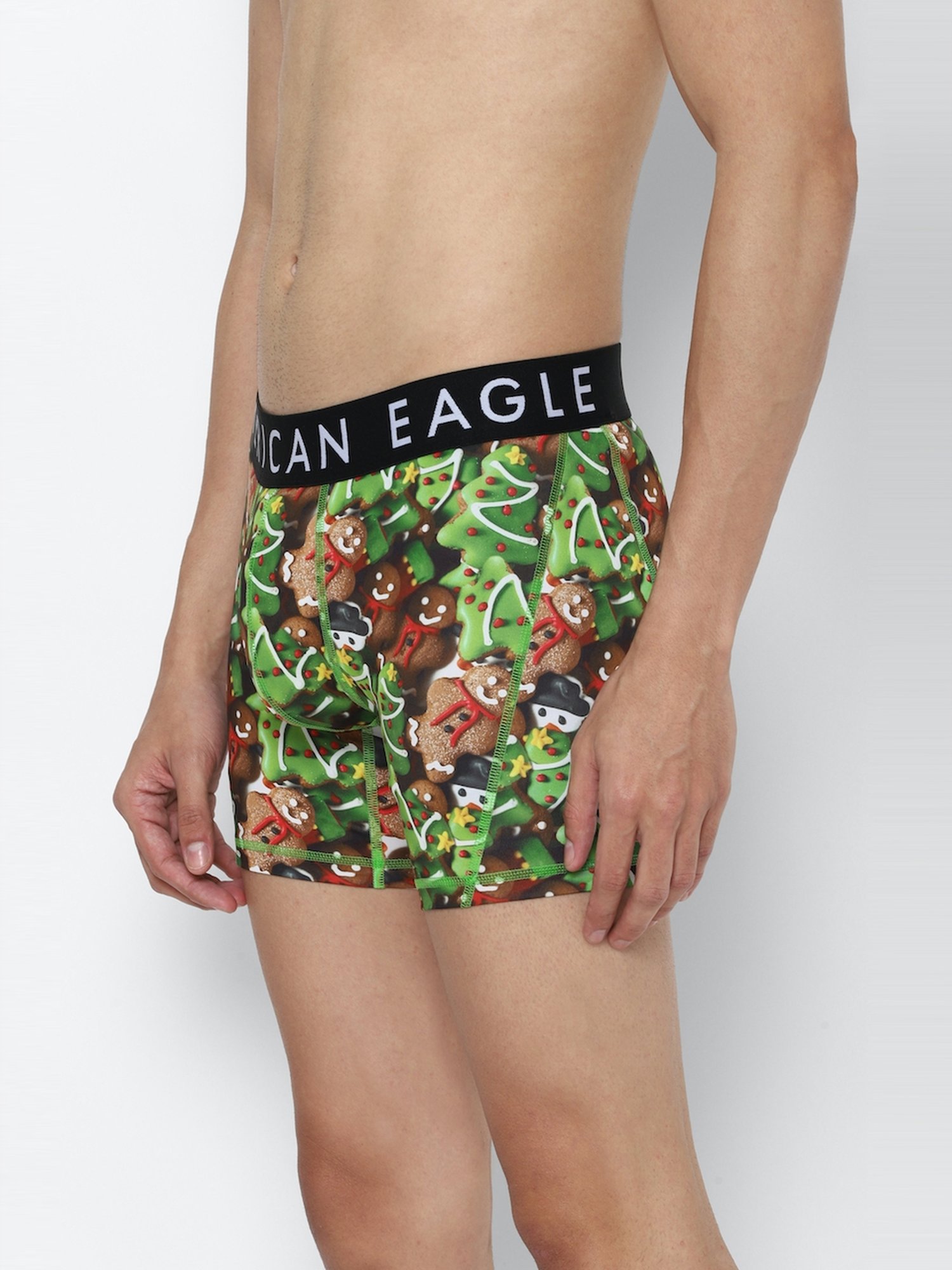 American Eagle Green Regular Fit Printed Trunks