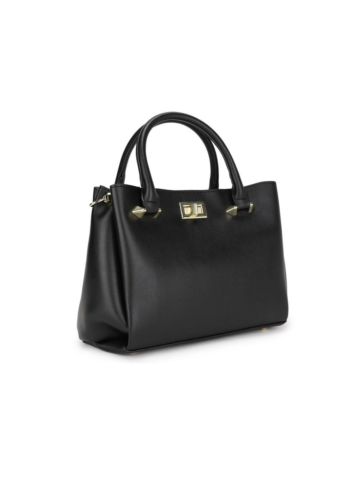 Tyra Olivia Black Solid Faux Leather Handbag