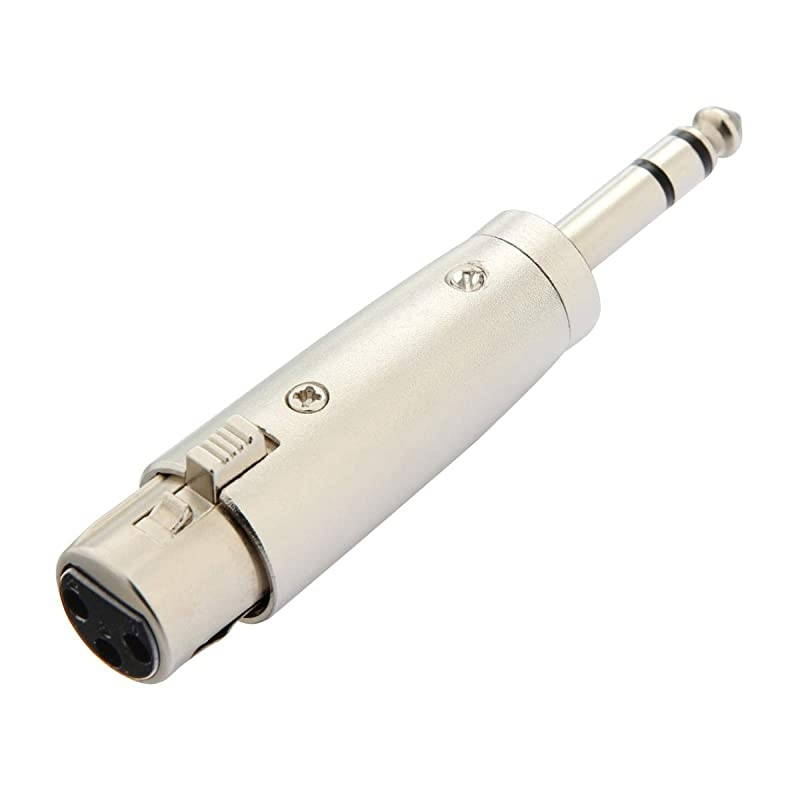XLR 3 pin Female to 1/4 Adapter, 6.35mm TRS Stereo Plug to XLR Female Audio Adapter Gender Changer Connector, Silver, 1 Pack -