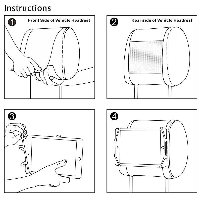 Car Headrest Mount Holder for 7105 Inch iPad and Tablets
