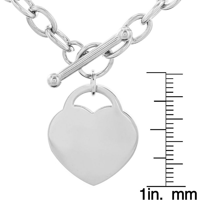 Women's Stainless Steel Heart Tag Toggle Clasp Necklace (18") - West Coast Jewelry