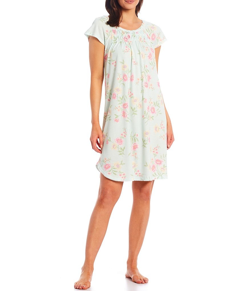 Miss Elaine Cottonessa Floral Print Knit Short Nightgown
