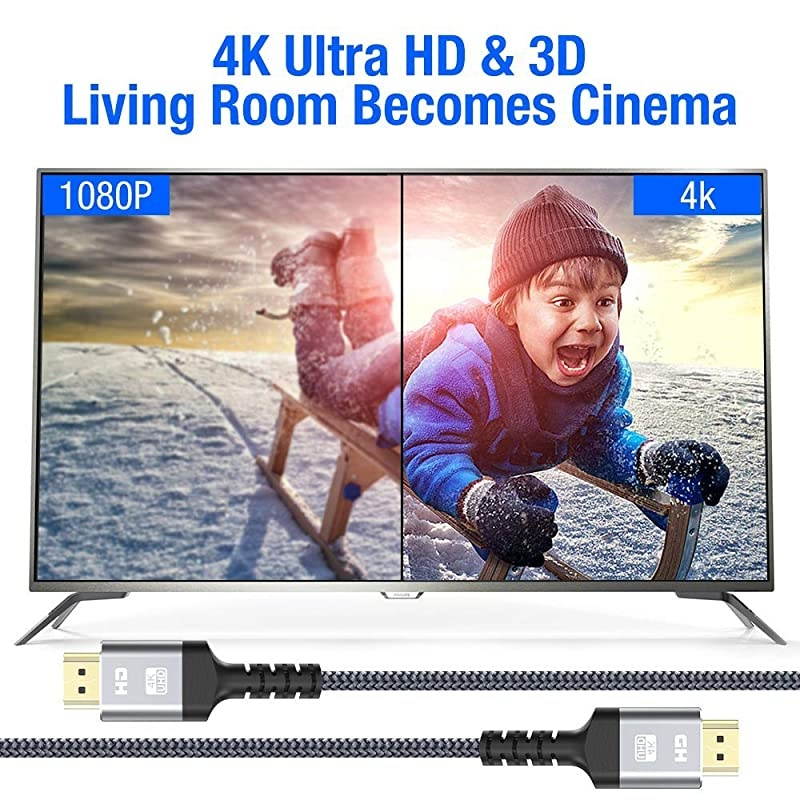 4K60Hz HDMI Cable 10ft3M High Speed 18Gbps HDMI 20 Cable Nylon Braided Supports Ethernet 4K HDR 2160p 1080p 3D HDCP 22 ARC HDTV Projector Monitor PS 34 Bluray