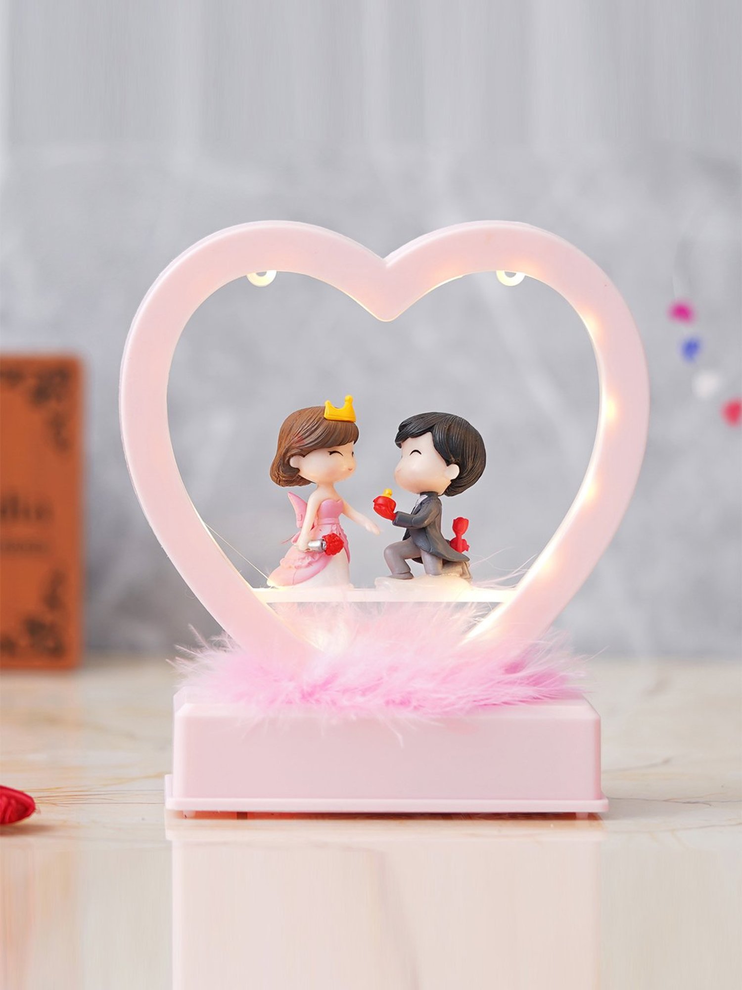 eCraftIndia Solid Polyresin Led Light Heart Showpiece