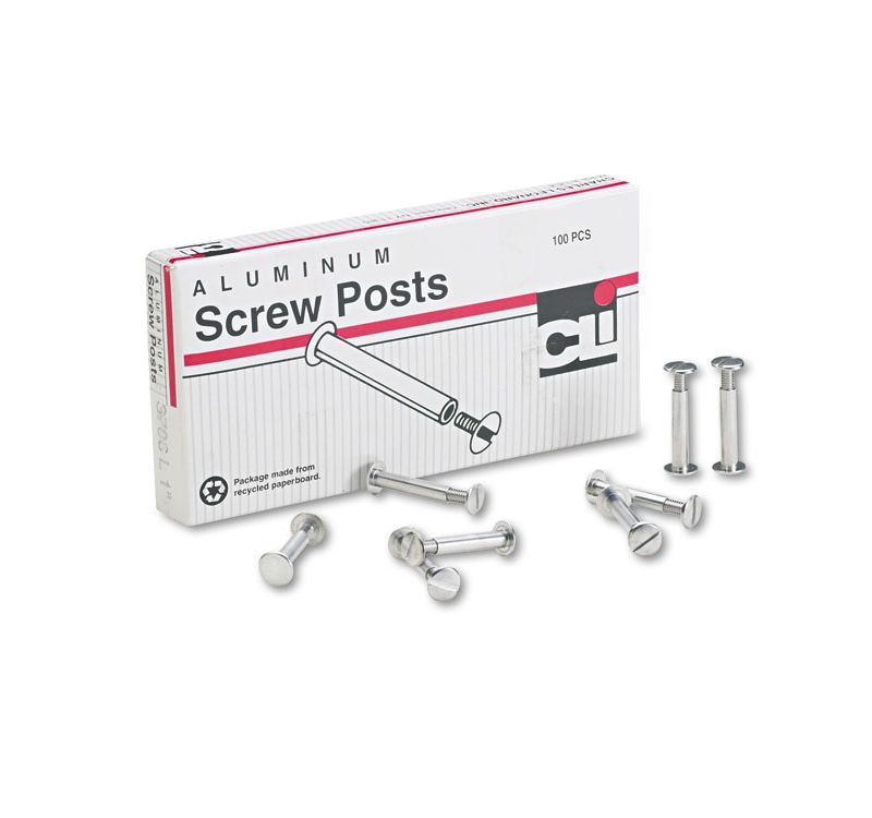 Charles Leonard Post Binder Aluminum Screw Posts 3/16" Diameter 1" Long 100/Box 3706L