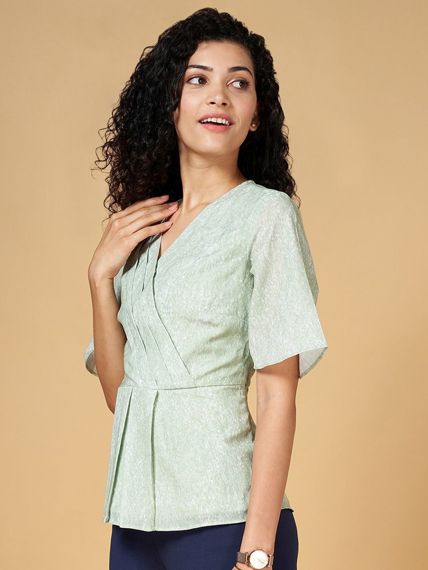 Annabelle by Pantaloons Green Printed Top