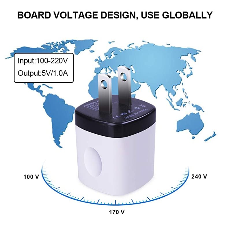 USB Wall Plug,  5 Pack 1Amp 5V One Port USB Power Adapter Wall Chargers Block Cube Box Compatible Phone 11 X 8 7 6S 6 Plus,Samsung Galaxy A21 S20 S10 S9 S8 Note 10 9 8 S7,G8 G6, OnePlus 8