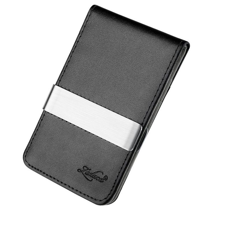 ZODACA Genuine Leather Money Clip Wallet, Black/ Gray