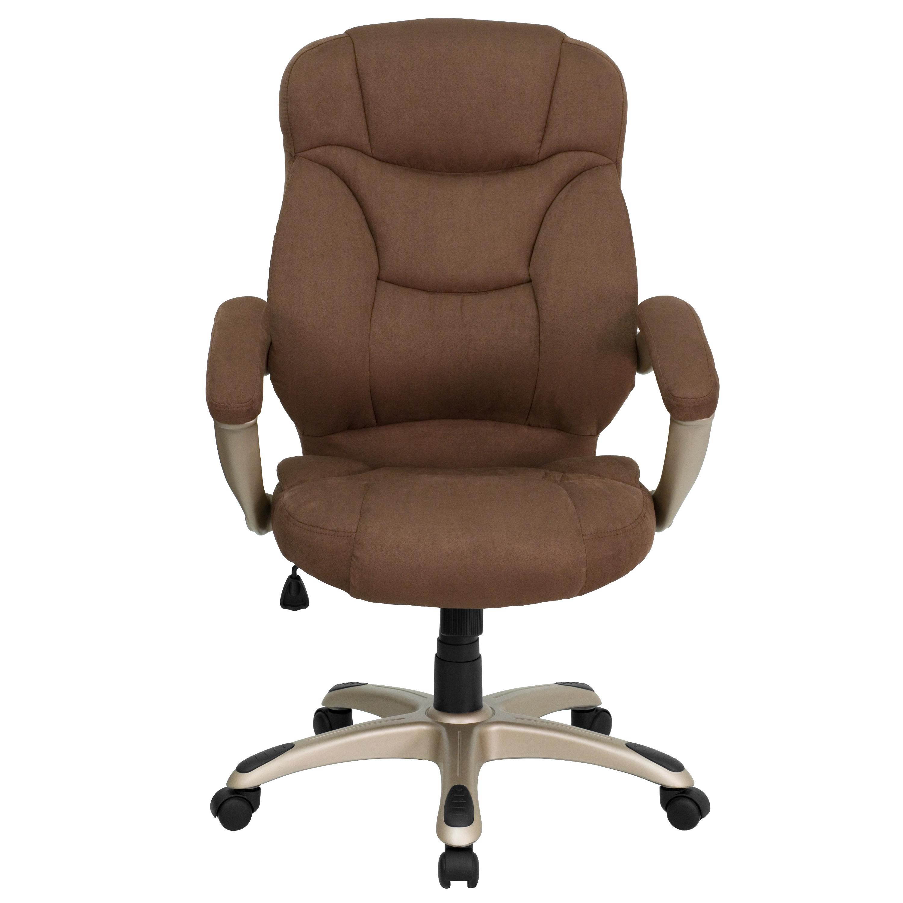 High Back Brown Microfiber Contemporary Executive Swivel Ergonomic Office Chair with Arms