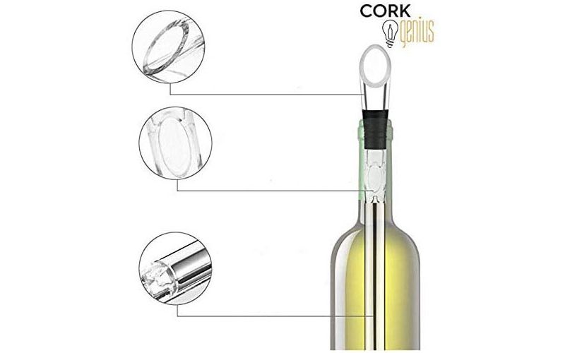 Cork Genius Wine Chiller and Aerator with Perfect-Pour Spout - Stainless-Steel Chill Rod for Quick, Ice-Free Wine Chilling - Built-In Wine Aerator with Easy-to-Clean, Acrylic Non-Drip Pour Spout