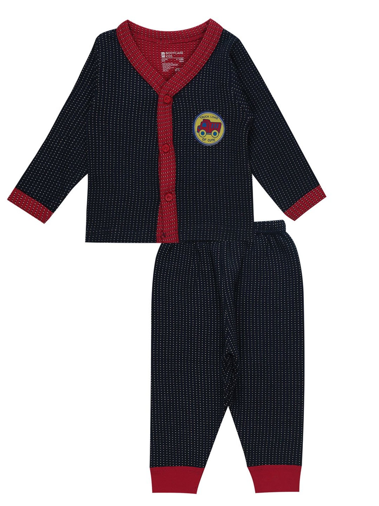 Bodycare Kids Navy Printed Full Sleeves Thermal Top Set